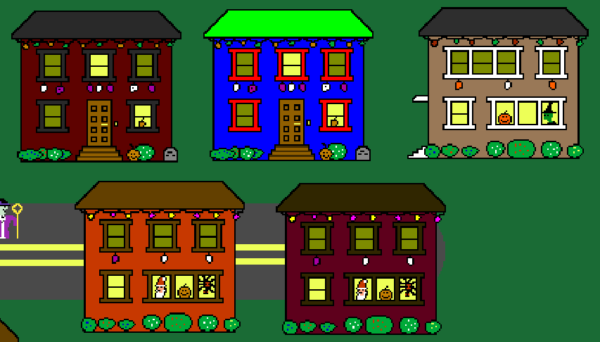Houses with various color themes